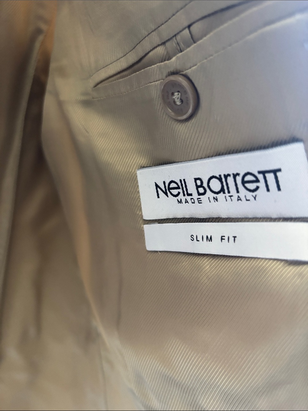 Neil Barrett Men's 5-pocket Khaki Blazer - Classic Single-Breasted Jacket - Picture 3 of 6